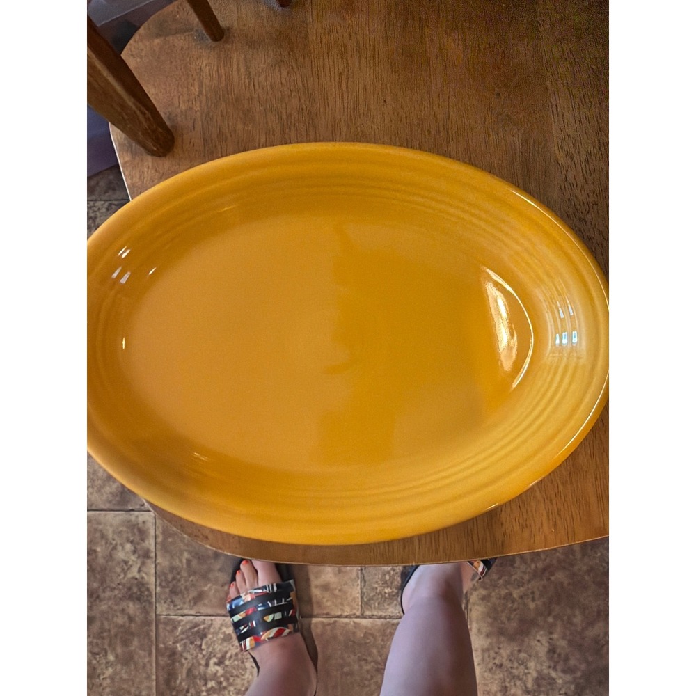 Fiesta HLC USA Yellow Oval Serving Platter 13.5 Inch Large Ceramic Plate
